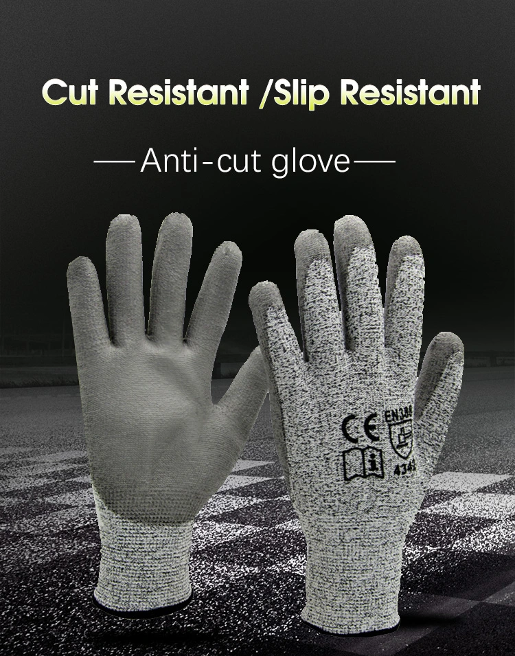 Wholesale Kitchen Nitrile PU Coated Level 5 Protective Cut Resistant Induatrial Work Safety Gloves