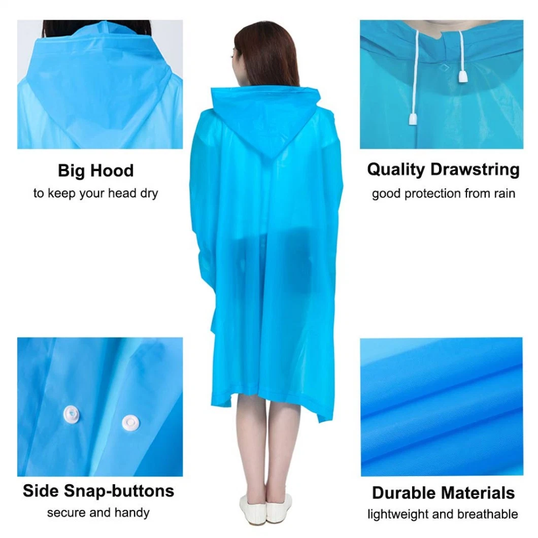 Cheap Outdoor Transparent Disposable Waterproof EVA Rainwear Adult Raincoat Rain Poncho