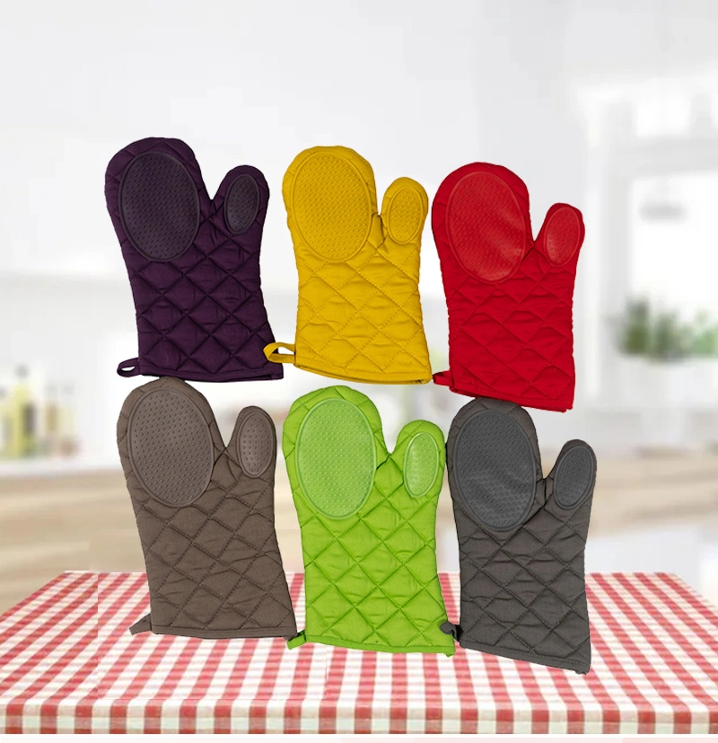 Silicone Gloves Heat Resistant Double Oven Mitts for Kitchen Cooking BBQ Baking