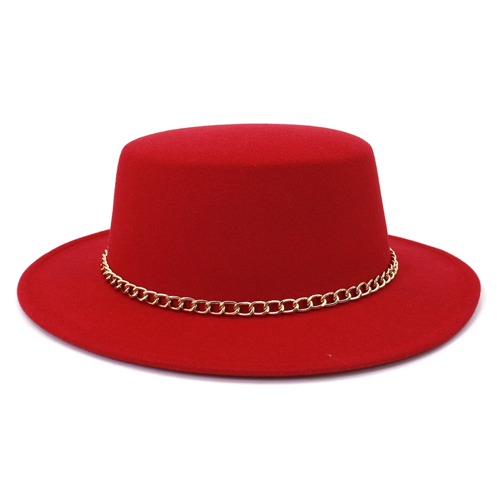 Fashion Hat Wide Brim Fedora Hats for Women and Men Classic Felt Panama Hat Dress Hat with Belt Buckle