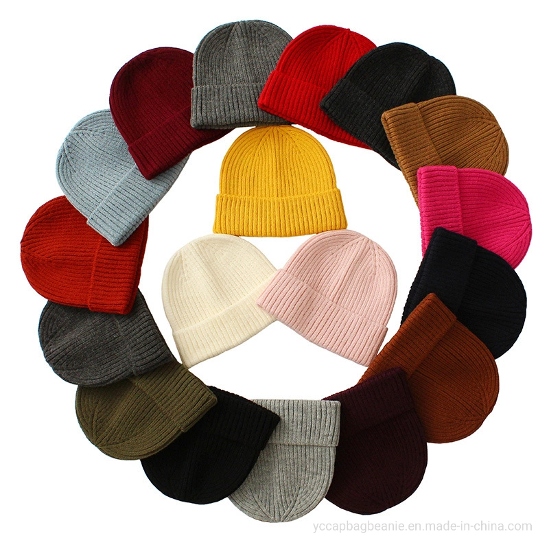 Wholesale Custom Acrylic Wool Plain Warm Winter Football Knit Hat Beanie