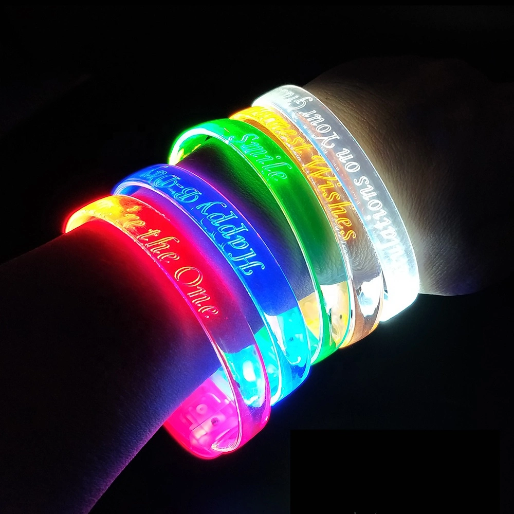 Custom Promotion Adjustable Silicon with Remote Control for Sports Elastic Rubber Band Machine Hair Elastic Rubber Bands Bracelet LED Wristband