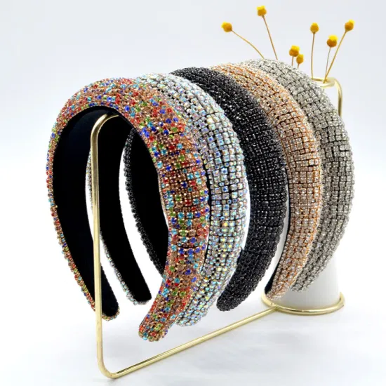 Colorful Bling Rhinestone Designer Hair Band Glitter Crystal Diamond Headband for Women