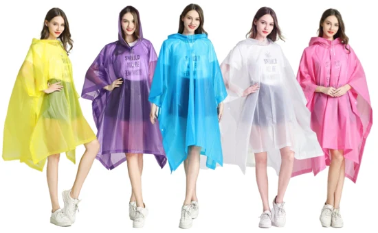 Cheap Outdoor Transparent Disposable Waterproof EVA Rainwear Adult Raincoat Rain Poncho