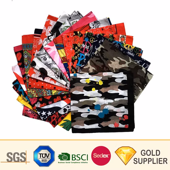 100% Cotton Square Seamless Neck Tube Multi Bandana