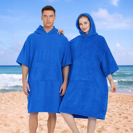 Custom Design Printed Terry Microfiber Changing Robe Hooded Poncho Towel