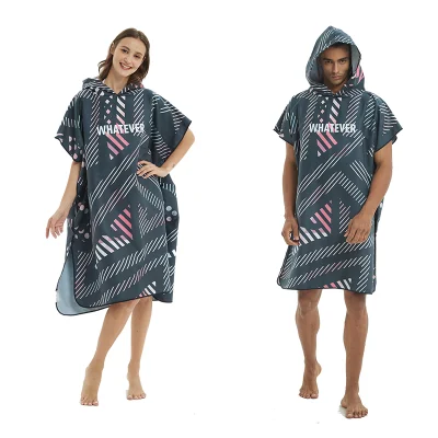 Personalized Custom Logo Absorbent Quick Dry Microfiber Hooded Towel Surf Poncho