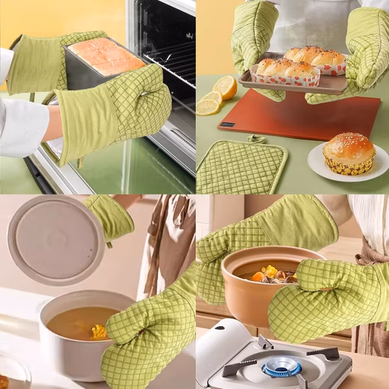 Christmas Neutral Double Kitchen Sublimation Cotton Custom Printed Cooking Silicone Oven Mitts