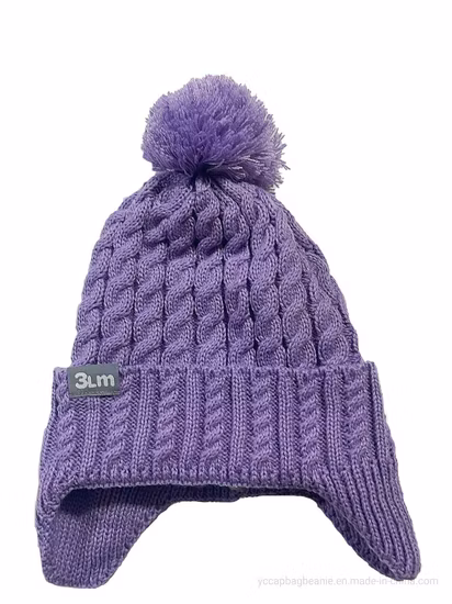 New Arrvial Earflap with POM POM Knitted Hat/Beanie