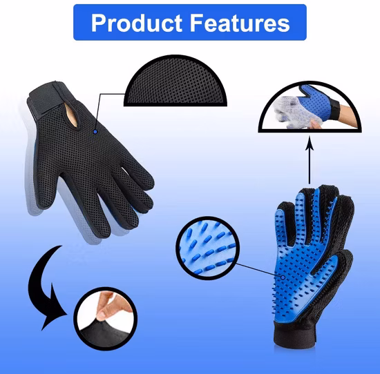 Pet Grooming Gloves Gentle Deshedding Brush Glove Efficient Pet Hair Remover Mitt for Cat
