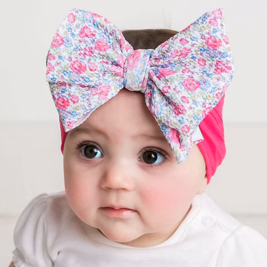 Ins Baby Jacquard Nylon Flower Cute Soft Headband for Baby