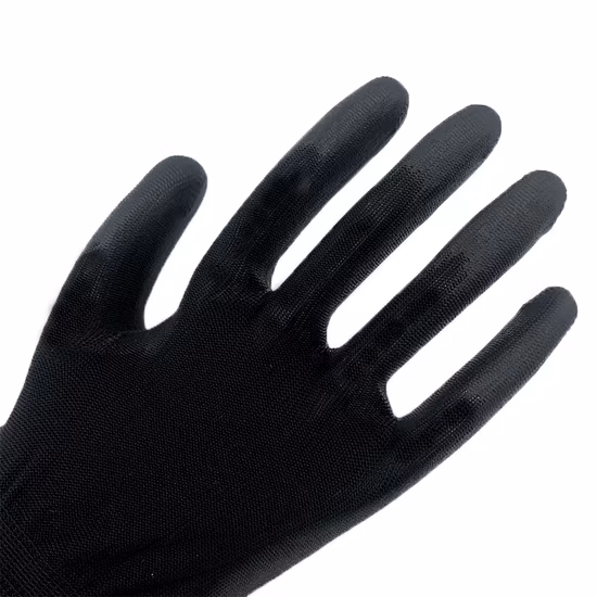 Nmsafety Black PU Coated Hand Work Light Assembly Gloves